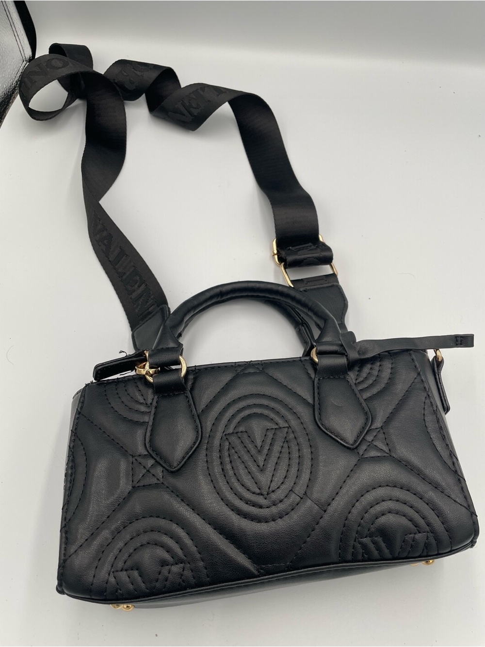 Valentino Orlandi mini Italy Design Tote Shoulder bag Crossbody Black Quilted